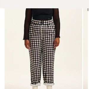 Lucy & Yak Addison Gingham Pants Black and White Checkered Twill Jeans 32R